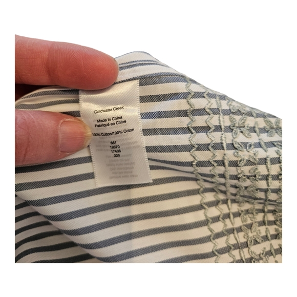 Coldwater Creek Tunic Shirt Embroidered Stripe Pullover with Buttons XL NWT - Picture 6 of 9